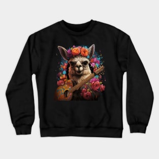 Llama Playing Guitar Crewneck Sweatshirt